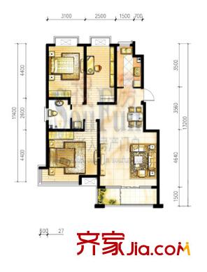 萊茵小鎮(zhèn) 3室 戶型圖
