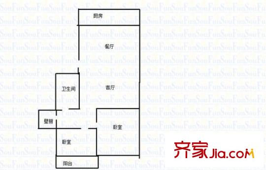 玉函小區(qū) 2室 戶型圖