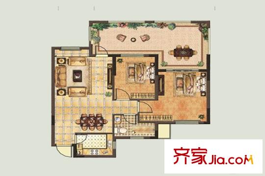 重汽蝶泉灣洋房2#樓J2戶型 2室2廳1衛(wèi)1廚