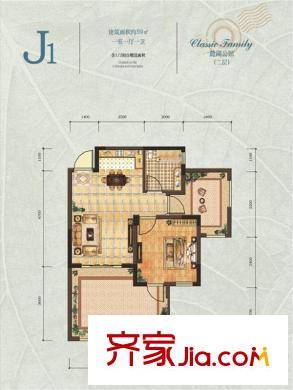 重汽蝶泉灣洋房1#樓J1戶型 1室1廳1衛(wèi)1廚