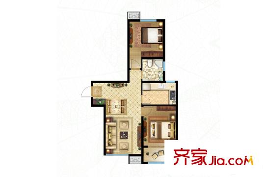 三箭?瑞景苑A4戶型 2室2廳1衛(wèi)1廚