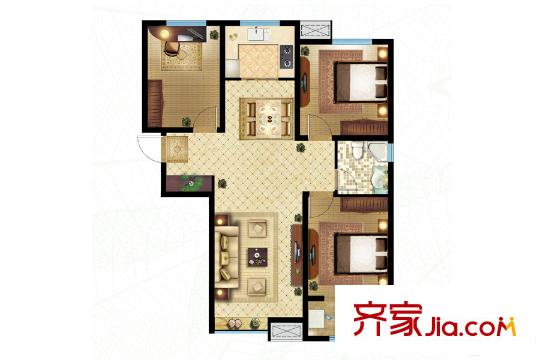 三箭?瑞景苑A1戶型 3室2廳1衛(wèi)1廚