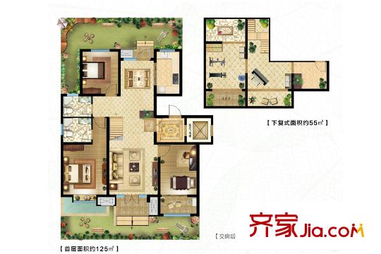三箭?瑞景苑G-180戶型 3室2廳2衛(wèi)1廚