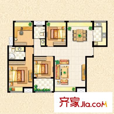 保利花園戶型圖華貴尊邸C1‘戶型 4室2廳2衛(wèi)1廚