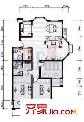 富翔天地戶型圖3室 戶型圖 3室2廳2衛(wèi)
