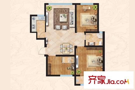 華夏福地1#6#樓A4戶型圖 3室2廳1衛(wèi)1廚