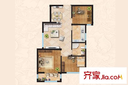 華夏福地1#6#樓A3戶型圖 3室2廳1衛(wèi)1廚
