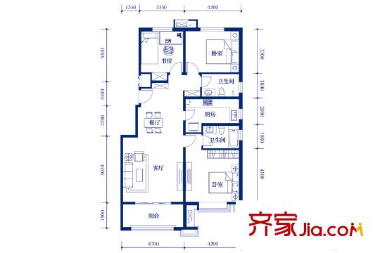 綠地國際城一期5#-8#樓標(biāo)準(zhǔn)層A1戶型 3室2廳2衛(wèi)1廚