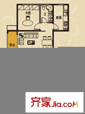 澄波湖壹號標準層06戶型圖 3室2廳2衛(wèi)1廚
