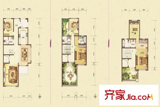國華印象?山語墅別墅聯(lián)排A 5室2廳4衛(wèi)1廚