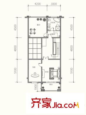 原山九號D1聯(lián)排3F戶型圖 3室1廳4衛(wèi)1廚