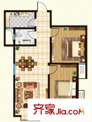 影山府邸獨棟A3戶型 2室2廳1衛(wèi)1廚