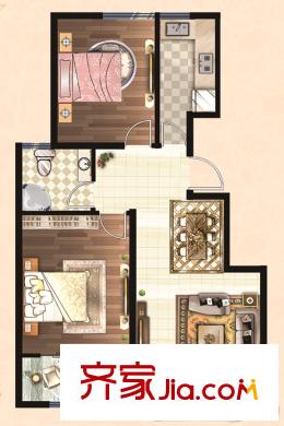 溫泉郡A戶(hù)型 2室2廳1衛(wèi)1廚