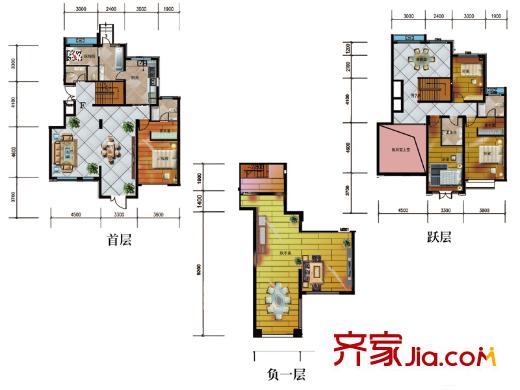 彩虹湖15號樓小高層底層復式D戶型 5室3廳3衛(wèi)1廚