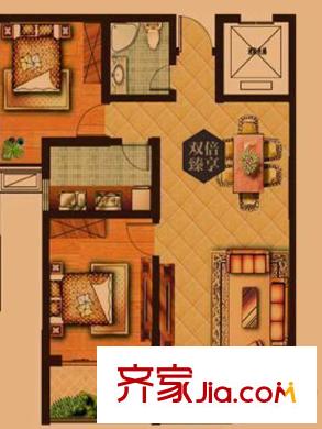 大楊新區(qū)8、9#樓標(biāo)準(zhǔn)層04戶型 雙倍臻享（西戶） 2室2廳1衛(wèi)1廚