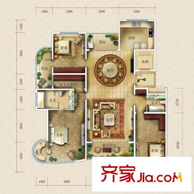九英里顥苑2#樓高層標(biāo)準(zhǔn)層A′戶型 3室2廳2衛(wèi)1廚