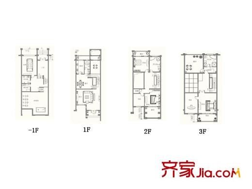 原山九號D1聯(lián)排戶型圖 3室1廳4衛(wèi)1廚