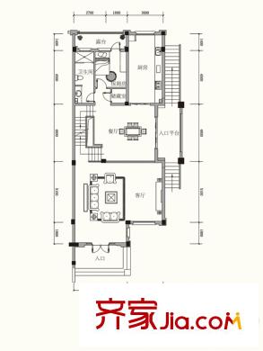 原山九號C聯(lián)排1F戶型圖 4室2廳4衛(wèi)1廚