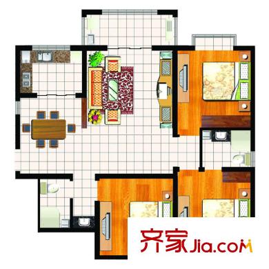 中南名邸4#樓A型東 3室2廳2衛(wèi)1廚