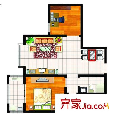 中南名邸3#樓B型 2室2廳1衛(wèi)1廚