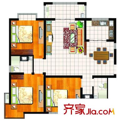 中南名邸3#樓A戶型 3室2廳2衛(wèi)1廚