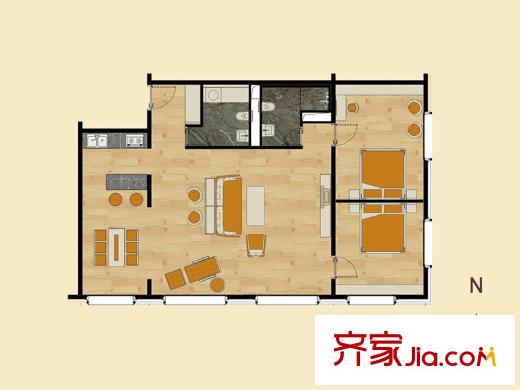 山景?明珠MOMA9、10#樓C1戶型（帶儲(chǔ)藏室） 2室2廳2衛(wèi)1廚