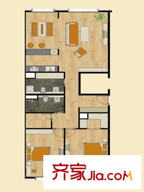 山景?明珠MOMA9、10#樓B1戶型（帶儲(chǔ)藏室） 2室2廳2衛(wèi)1廚