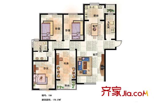 永大頤和園一期14號(hào)樓標(biāo)準(zhǔn)層戶型 4室2廳2衛(wèi)1廚