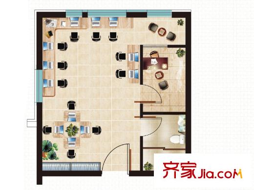 丁豪廣場二期EK座公寓標(biāo)準(zhǔn)層05戶型 1室1廳1衛(wèi)
