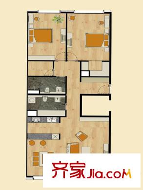 山景?明珠MOMA9、10#樓B3戶型（帶儲(chǔ)藏室） 2室2廳2衛(wèi)1廚
