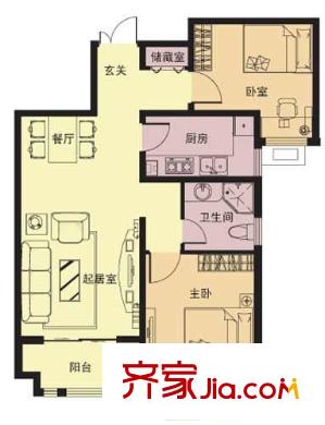 黃金99E2戶型圖 2室2廳1衛(wèi)1廚