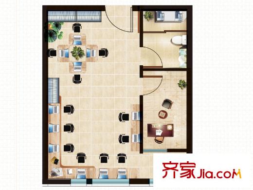 丁豪廣場二期H座公寓標(biāo)準(zhǔn)層02戶型 1室1廳1衛(wèi)