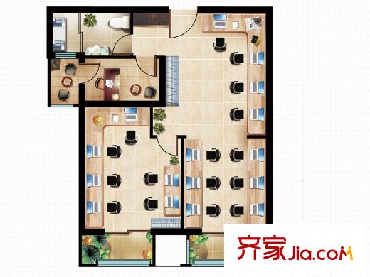 丁豪廣場二期EK座公寓標(biāo)準(zhǔn)層07戶型 2室2廳1衛(wèi)