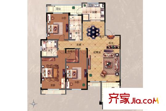 三箭匯福山莊?攬山26#二層162平戶型圖 3室2廳2衛(wèi)1廚