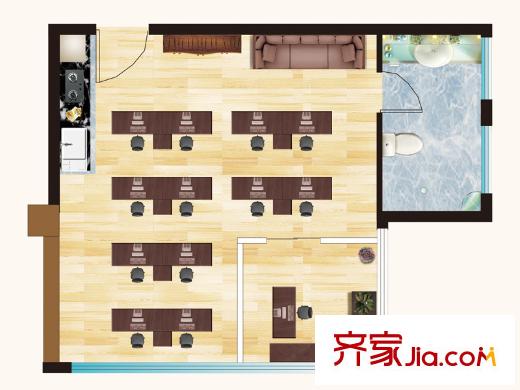 和信SOHO1、2#樓辦公戶型03 1室1廳1衛(wèi)1廚