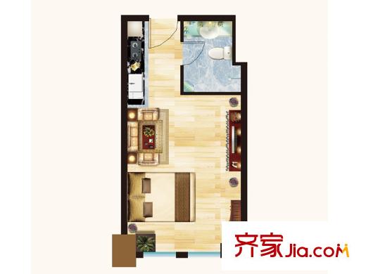 和信SOHO1、2#樓標(biāo)準(zhǔn)層2戶型 1室1廳1衛(wèi)1廚