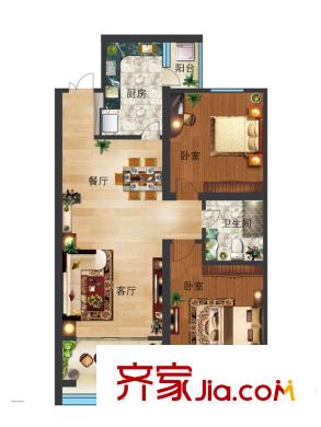 實力粼湖居二期15#樓標(biāo)準(zhǔn)層A戶型 2室2廳1衛(wèi)1廚
