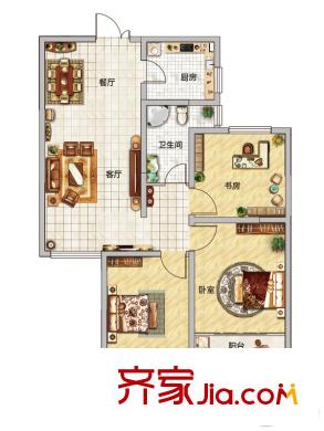 實力粼湖居三期16#樓標(biāo)準(zhǔn)層B戶型 3室2廳1衛(wèi)1廚