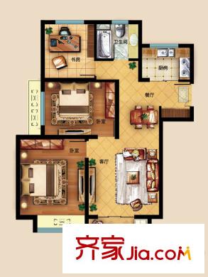 原山官邸18、19、20號(hào)樓標(biāo)準(zhǔn)層H洋房戶型 3室2廳1衛(wèi)1廚