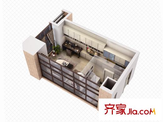 夢(mèng)世界LOMO中心一期1#樓品格優(yōu)居A戶型 1室1廳1衛(wèi)1廚