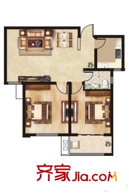 怡景園3#樓戶型3 2室2廳1衛(wèi)1廚