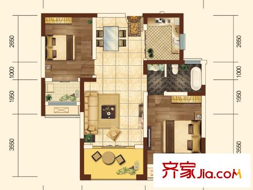 中建長(zhǎng)清湖C戶型 2室2廳1衛(wèi)1廚