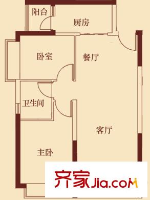 恒大城一期4#5#17#，二期20#29#樓標準層04戶型 2室2廳1衛(wèi)1廚