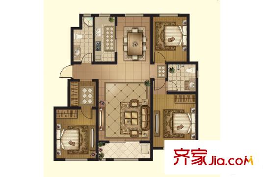 御泉世家9#11#樓B戶型 3室2廳2衛(wèi)1廚