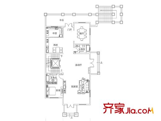 銀豐唐郡?桂花園別墅雙拼一層D戶型 9室3廳6衛(wèi)2廚