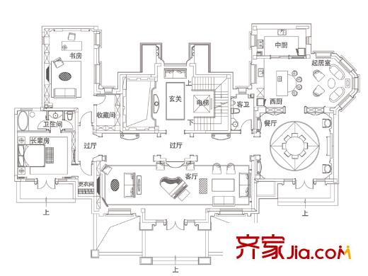 銀豐唐郡?桂花園別墅雙拼一層B戶型 10室3廳7衛(wèi)2廚