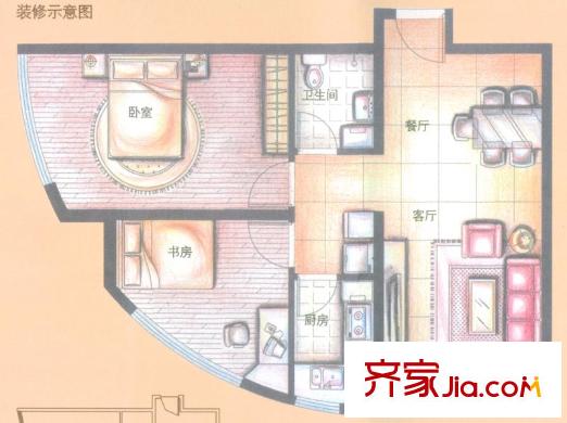 金領(lǐng)時代A1-3戶型 2室2廳1衛(wèi)1廚