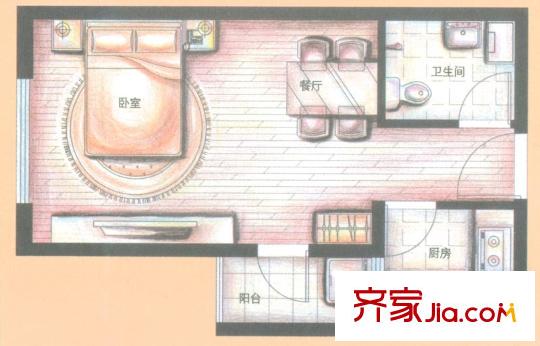 金領(lǐng)時代A1-5戶型 1室1廳1衛(wèi)1廚