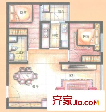 金領(lǐng)時代A1-11戶型 2室2廳1衛(wèi)1廚