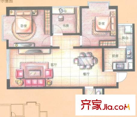 金領(lǐng)時代A2-4戶型 3室2廳1衛(wèi)1廚